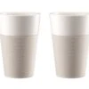 Tasses BODUM - Bistro En Porcelaine Avec Bande Silicone Blanche 2x60cl