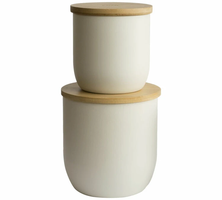 Boîte De Conservation - En Bambou Et Métal Crème 2.3L - PEBBLY 2 Boîte De Conservation - En Bambou Et Métal Crème 2.3L - PEBBLY – Image 2