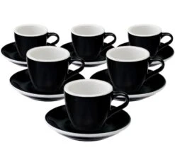 6 Tasses Espresso Et Sous-tasses Egg Black Loveramics - 8 Cl