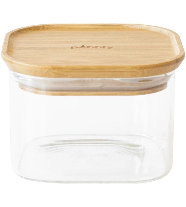 Boîte De Conservation Carrée - PEBBLY - En Verre Et Bambou - 500ml 1 Boîte De Conservation Carrée - PEBBLY - En Verre Et Bambou - 500ml