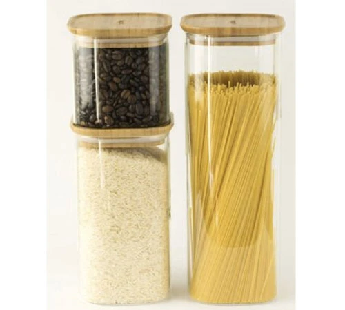 Lot De Boîtes Conservatrices PEBBLY En Verre Et Couvercle En Bambou 2 Lot De Boîtes Conservatrices PEBBLY En Verre Et Couvercle En Bambou – Image 2