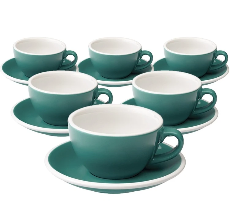 6 Tasses Cappuccino Et Sous-tasses Egg 20 Cl Teal - Loveramics 1 6 Tasses Cappuccino Et Sous-tasses Egg 20 Cl Teal - Loveramics